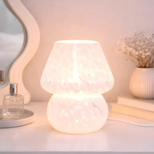 USB Plug in Mushroom Lamp Small Bedside Table Lamp with 3 Temperature LED Bulb