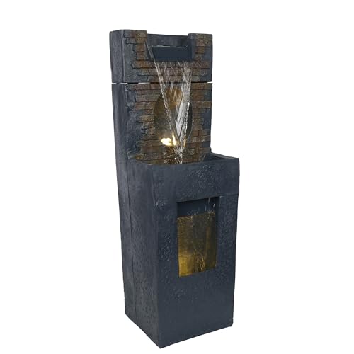 TZL398 40" Stone Wall Cascading Fountain with LED Lights
