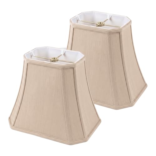 BSO-710-12BG-2 Rectangle Cut Corner Basic Lamp Shade, (5x6.5) x (8x12) x 10, Beige, 2-Pack (2 Count)