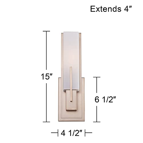 Midtown 15" High White Glass Burnished Brass Wall Sconce Light Fixture