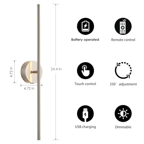 Battery Operated Wall Sconces Set of Two Wireless Wall Lights (2 Count)