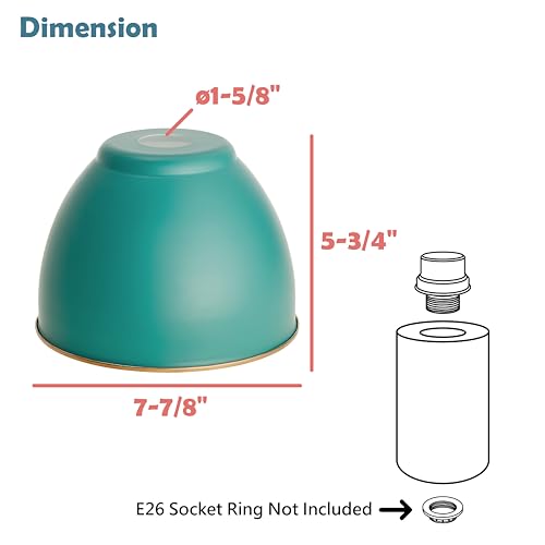 21601-71,Replacement Metal Shade for Pendant Light,Aquamarine,7-7/8"W x 5-3/4"H,Center Hole 1-5/8"