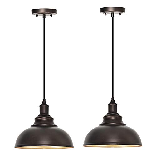 2 Pack Bronze Pendant Lights Kitchen Island Industrial Adjustable Hanging Barn Light Fixtures (2 Count)