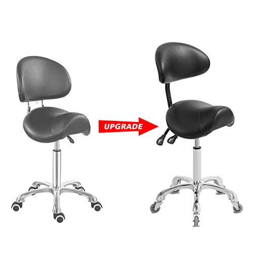 Saddle Stool Rolling Chair with Back Support