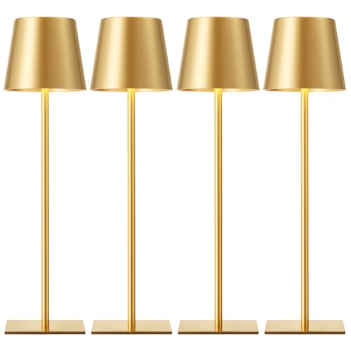 Gold Cordless Rechargeable Table Lamp (4 Count)