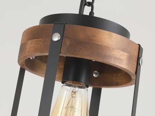 2 Pack Rustic Farmhouse Wood Pendant Light Fixture One (2 Count)
