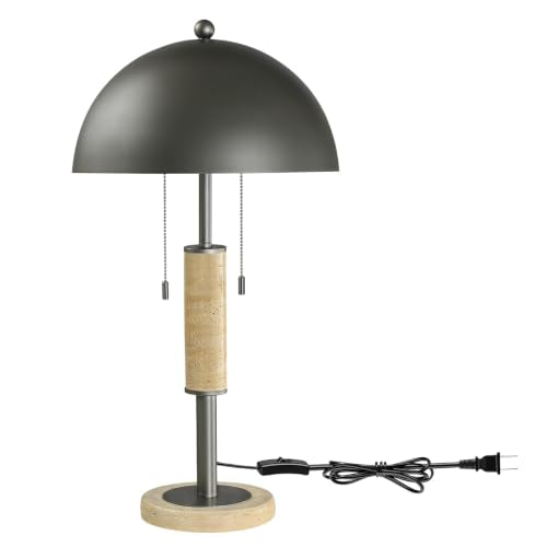 Gray Bedside Table Lamp Set 2 Mid Century Modern Tavertine Nightstand Lamp