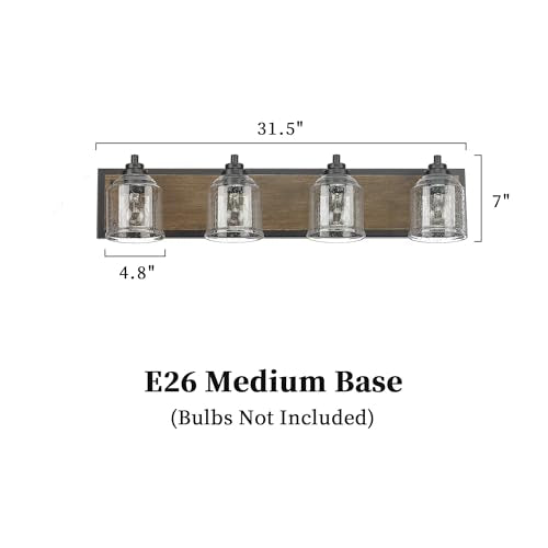 32" 4 Light Farmhouse Bathroom Vanity Light with Bubble Glass