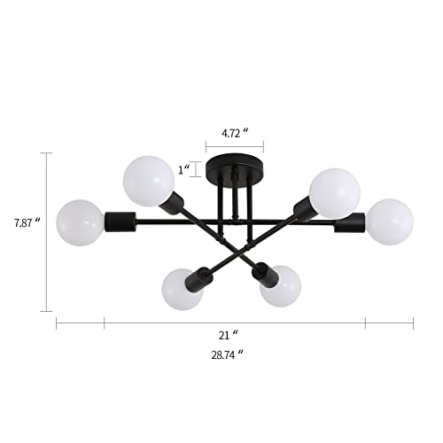 Black Modern Sputnik Chandelier Ceiling Light Fixtures
