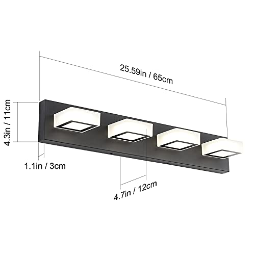 Modern LED Black Vanity Lights 4 Lights Acrylic Bathroom Vanity Lighting Fixtures Modern Matte Black Bathroom Vanity Lights