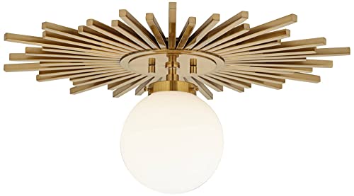 Hazel 24" Wide Sunburst Warm Antique Brass Ceiling Light Fixture