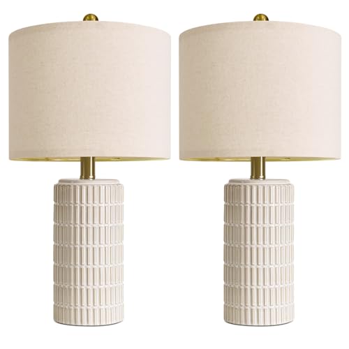 20.75" Small Modern Ceramic Table Lamps Set of 2 for Bedroom (2 Count)