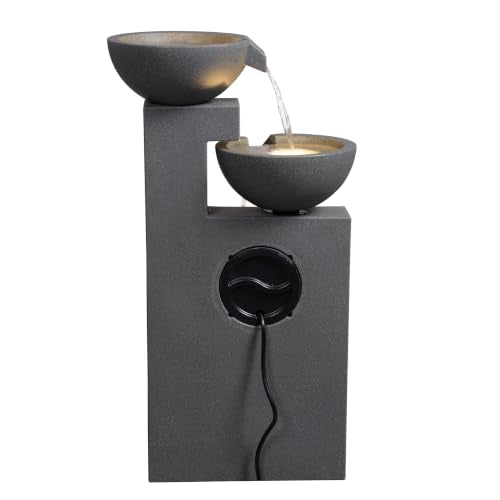 Gray Modern Tiered Bowl Fountain