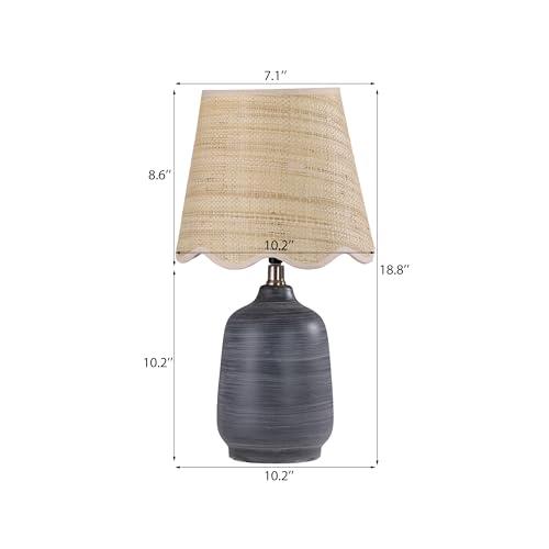 19" Modern Ceramic Table Lamp for Living Room Cream Base Desk Lamps for Bedroom Farmhouse Bedside Nightstand Lamp End Table Lamps