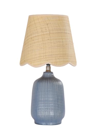 19" Modern Ceramic Table Lamp for Living Room Gray Blue Base Desk Lamps for Bedroom Farmhouse Bedside Nightstand Lamp End Table Lamps