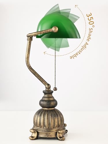 Retro Green Glass Bankers Desk Lamp