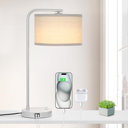 25" Tall Table Lamp with USB C+A Ports