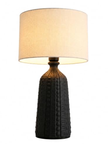 Tall Textured Black Ceramic Table Lamp
