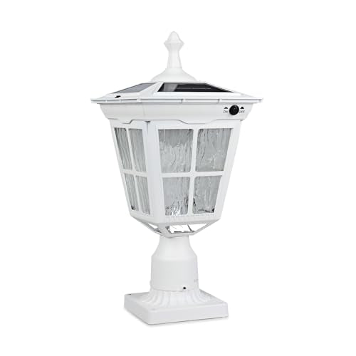 Cast Aluminum Solar Post Light Waterproof LED with Glass Outdoor Dusk to Dawn Pillar Lights ST4311AQ for Pier Mount Pillar Gates Garden Pole Column Yard Path Driveway