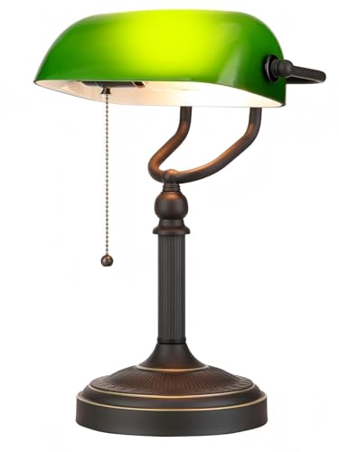 Antique Green Glass Bankers Desk Lamp