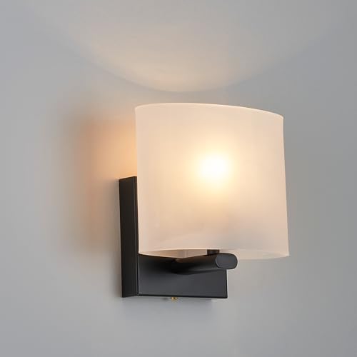 Small Flat Modern Acrylic Indoor Hardwired Black Wall Sconce Light