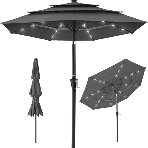 10ft 3 Tier Solar Patio Umbrella