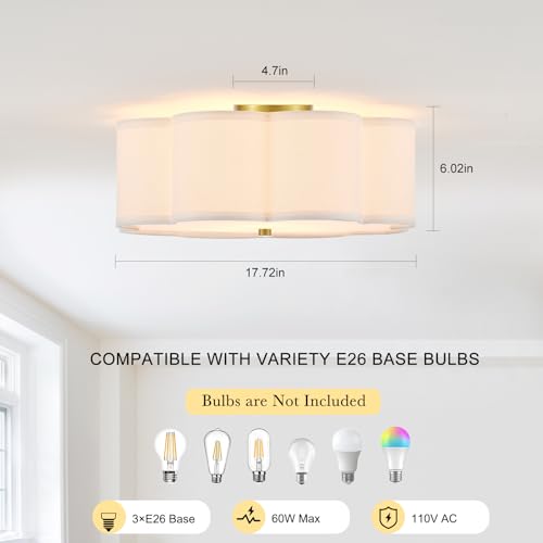17.72" Gold Drum Ceiling Light