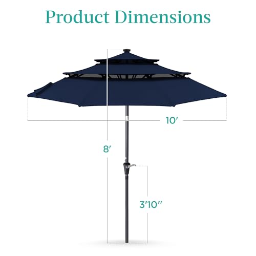10ft 3 Tier Solar Patio Umbrella