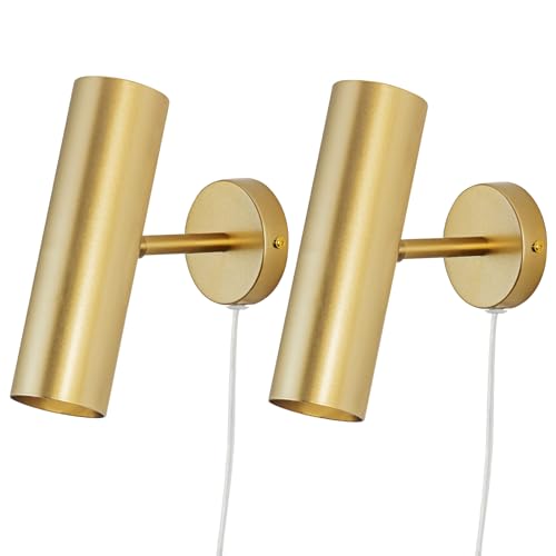 Modern Gold Plug in Swing Arm Wall Sconces with Cord (2 Count)