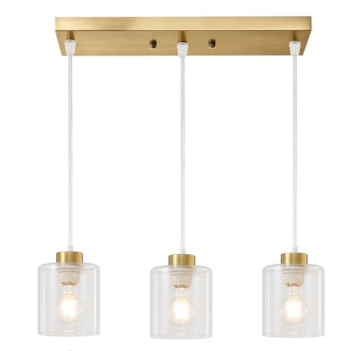 3 Light Pendant Light Fixtures with Clear Glass