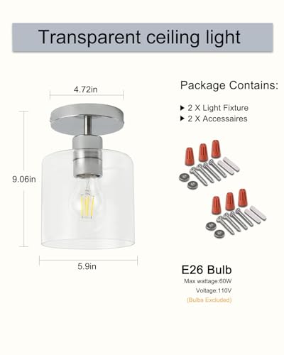 Chrome Semi Flush Mount Ceiling Light (2 Count)