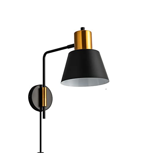 Modern Black Plug in Swing Arm Wall Sconces with Switch