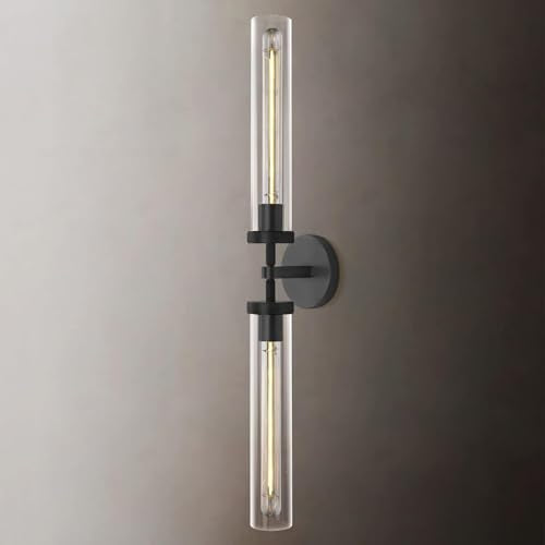Modern 2 Light Black 30in Knurled Wall Sconces