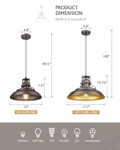 Industrial Pendant Lights Fixture (2 Count)