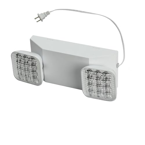 Plug in Emergency Lights for Business Home Power Failure 4Hours 300lm LED Commercial Emergency Light Fixtures with Battery Backup Rechargeable Adjustable Two Heads AC85
