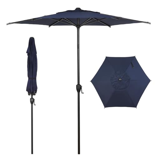 7.5FT Lyon Outdoor Patio Umbrella Outdoor Table Umbrella with Push Button Tilt and Crank Market Umbrella 6 Sturdy Ribs UV Protection Waterproof for Garden Deck Backyard Pool
