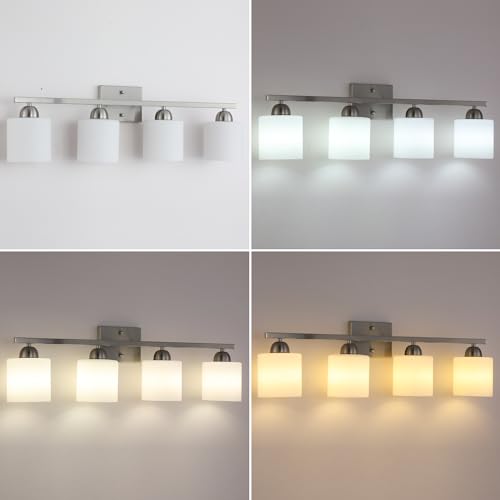 Stainless Steel Milk Glass Vanity Lights for Bathroom