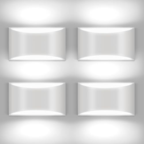 4 Pack Modern LED Wall Sconces Hardwired Indoor Wall Lights Up and Down Wall Mount Light for Living Room Bedroom Corridor Hallway Conservatory Cool White 6000K (4 Count)