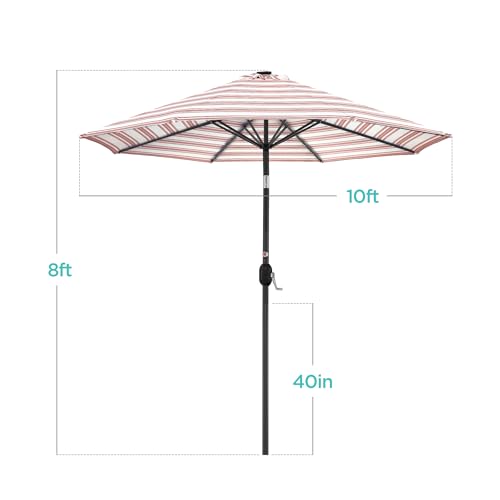 10ft Solar Polyester LED Lighted Patio Umbrella w