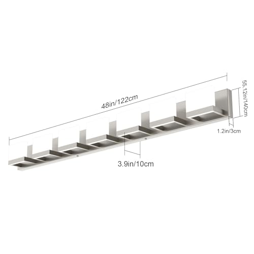 7 Lights LED Modern Vanity Light Brushed Nickel Bathroom Lighting Fixture Up and Down Bathroom Wall Light Over Mirror