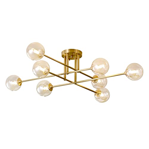 Gold Mid Century Modern Sputnik Flush Mount Ceiling Light 8