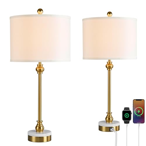 Brass Gold Buffet Table Lamps Set of 2 for Living Room (2 Count)