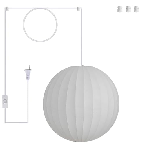15.7in Plug in Hanging Lamp Large Lantern (Plug in White Round / 15.7in)