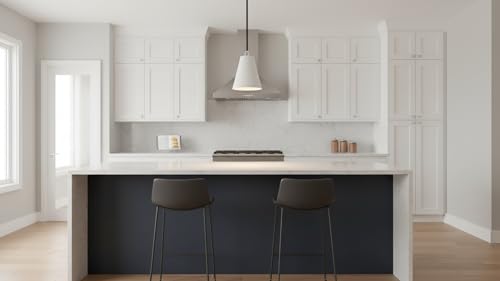 21603-21,Replacement Cone Metal Shade for Pendant Light,Alabaster White,6"W x 6-1/2"H,Center Hole 1-5/8"