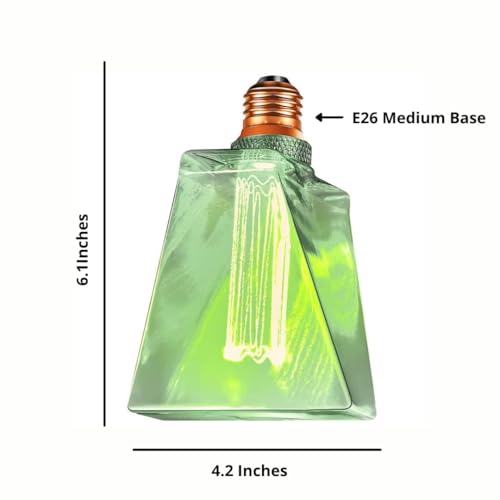 Green Light Bulbs LED Vintage Light Bulb 3.5W Equivalent 20W Ice Shaped E26 Led Bulb Medium Base (3 Count)