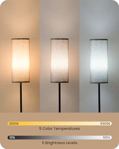 Dimmable Gray Floor Lamp for Living Room with Remote and Foot Switch