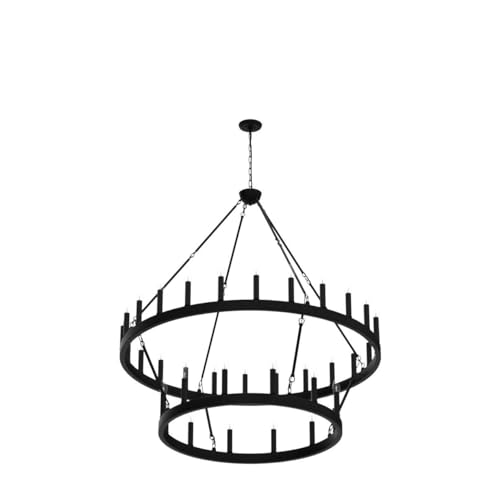 Yikrfiae 2 Tier Black Large Wagon Wheel Chandelier