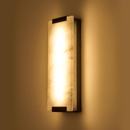 14.2in Alabaster Wall Sconce Hardwired