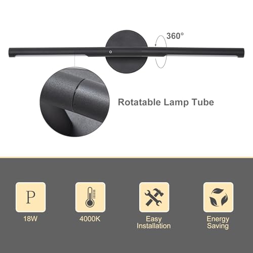 Matte Black Bathroom Light Fixtures Over Mirror 24 Inch