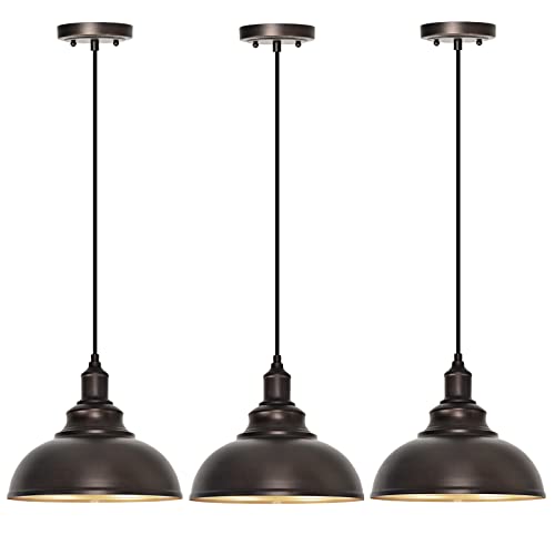 3 Pack Farmhouse Dome Pendant Lights for Kitchen Island Bronze (3 Count)